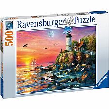 Lighthouse at Sunset Puzzle - 500 Pieces