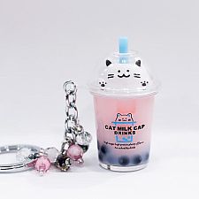 Cat Boba Tea Keychain