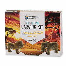  Lion & Elephant Soapstone Carving Kit